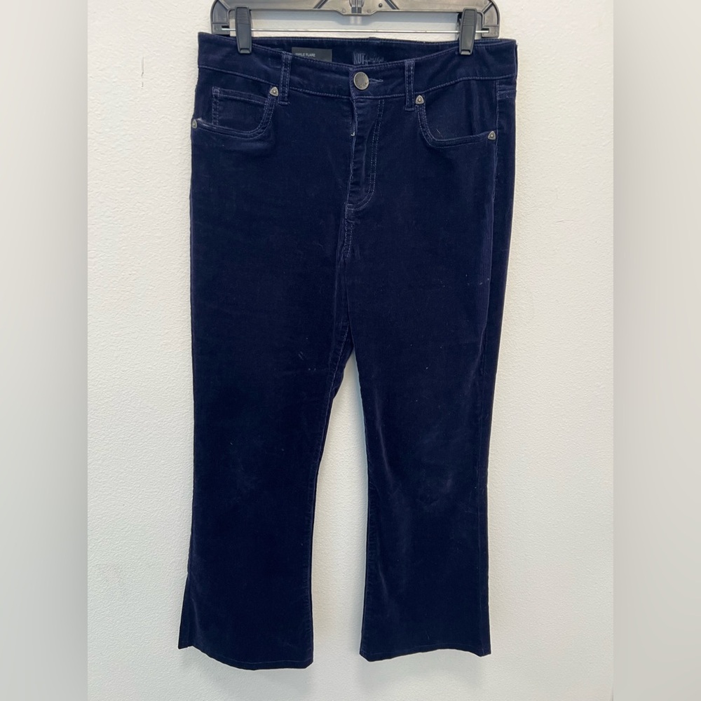 Kut from the Kloth Corduroy Ankle Flare Pants • Stretch • Classic Dark Blue
